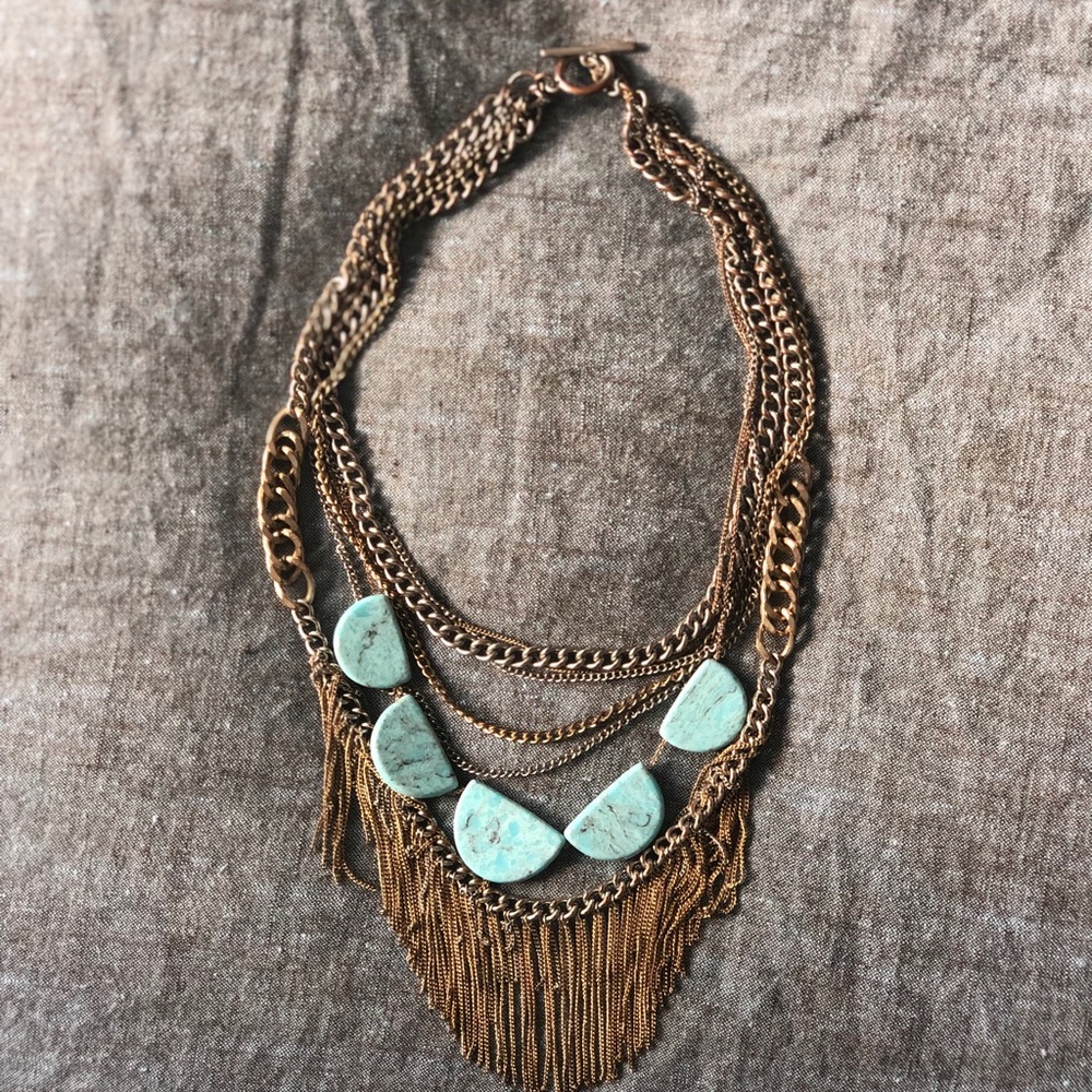 Banana republic turquoise and mixed metal necklace